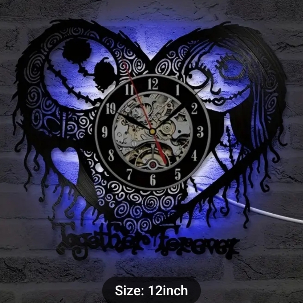 Jack Sally Skellington Nightmare before Christmas vinyl record wall clock